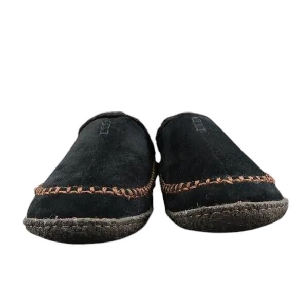 Sorel Shoes Mens 8 Slippers Falcon Ridge Slip On Leather Faux Fur Casual Black - Picture 3 of 15